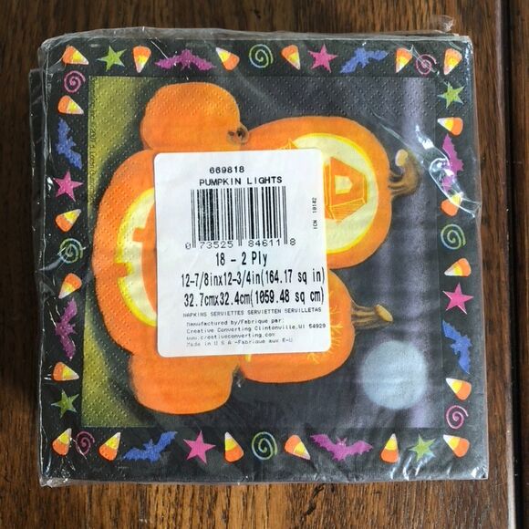 Creative Converting Party Napkins 669818 Pumpkin Lights 3 packs of 18 NWT - Picture 3 of 4